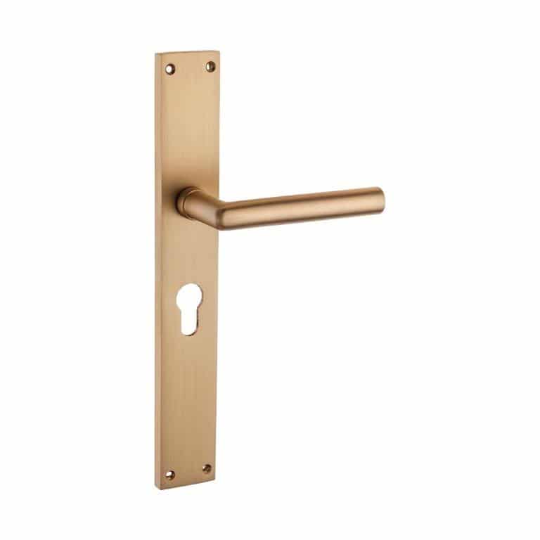 Lever Handle On Plate Satin Brass