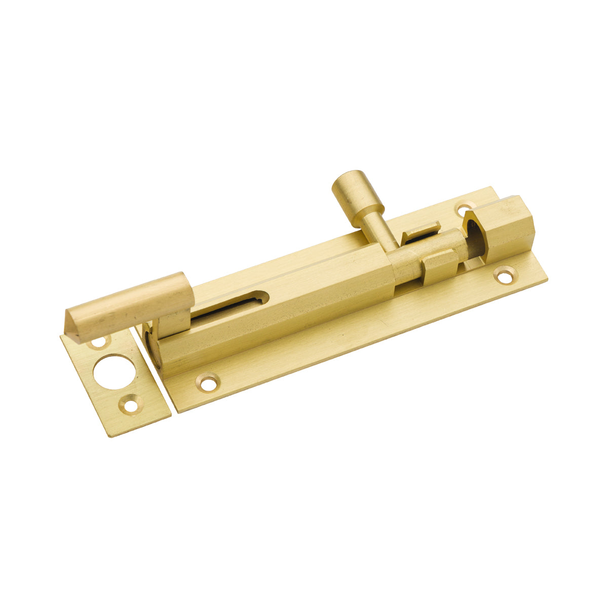 Barrel Bolt Necked Satin Brass 100mm