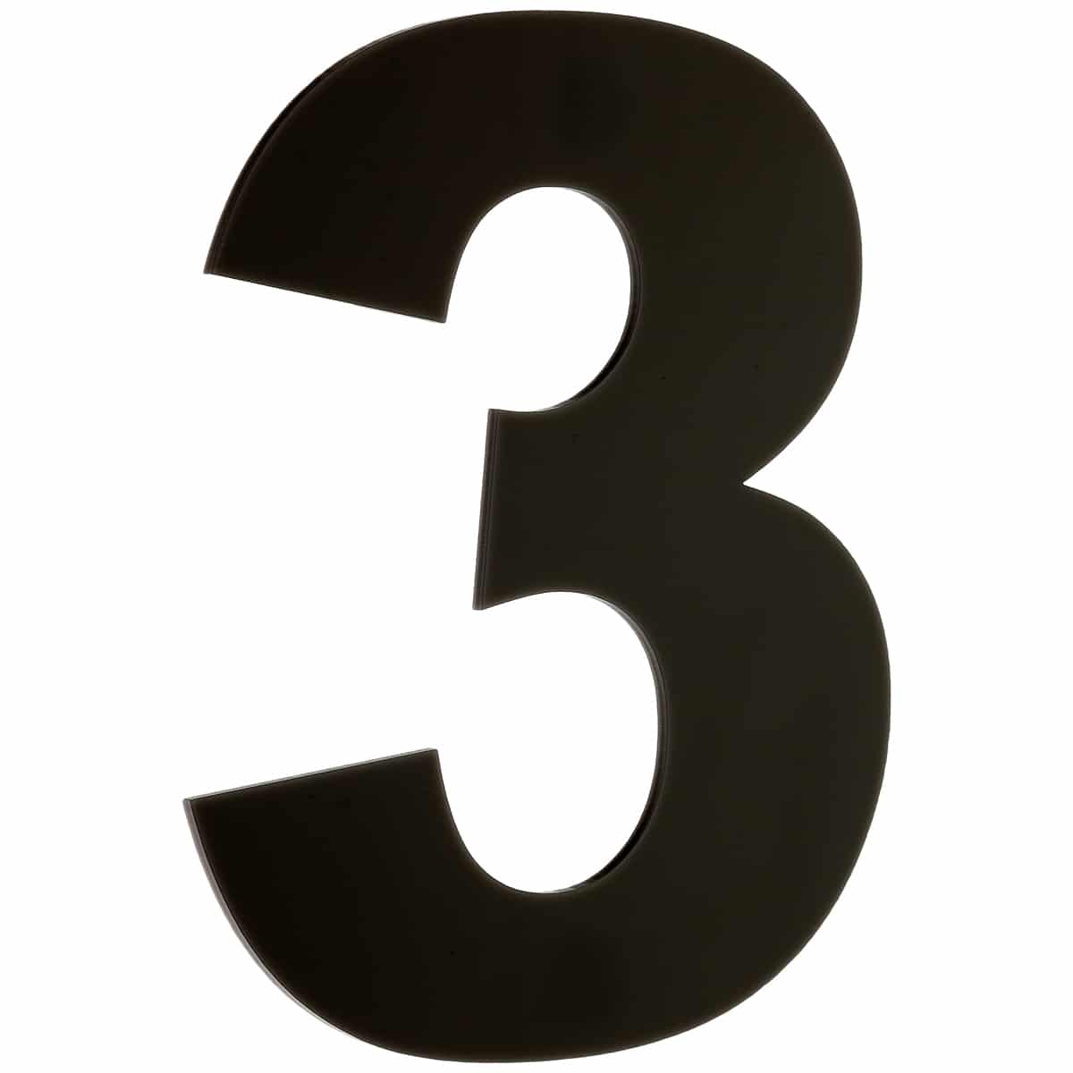 NUMBER 3 BLACK PERSPEX 180MM