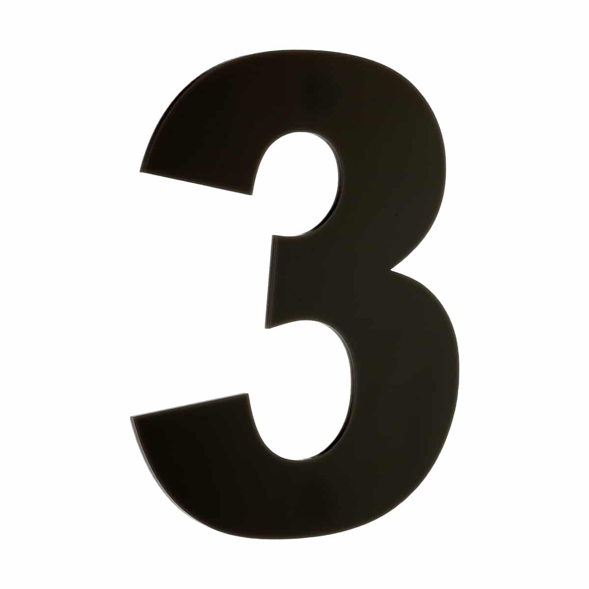 Number 3 Black Perspex 70mm