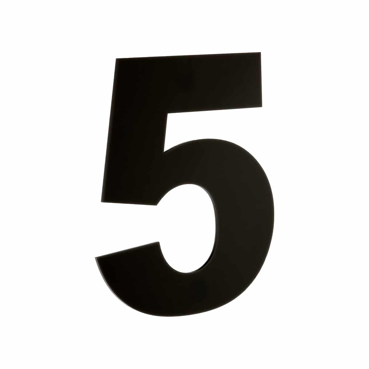 Number 5 Black Perspex 40mm