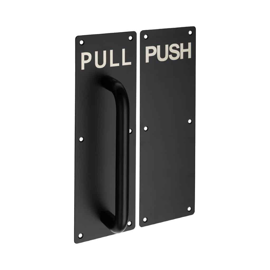 Push/pull Handle On Plate Black 300mm