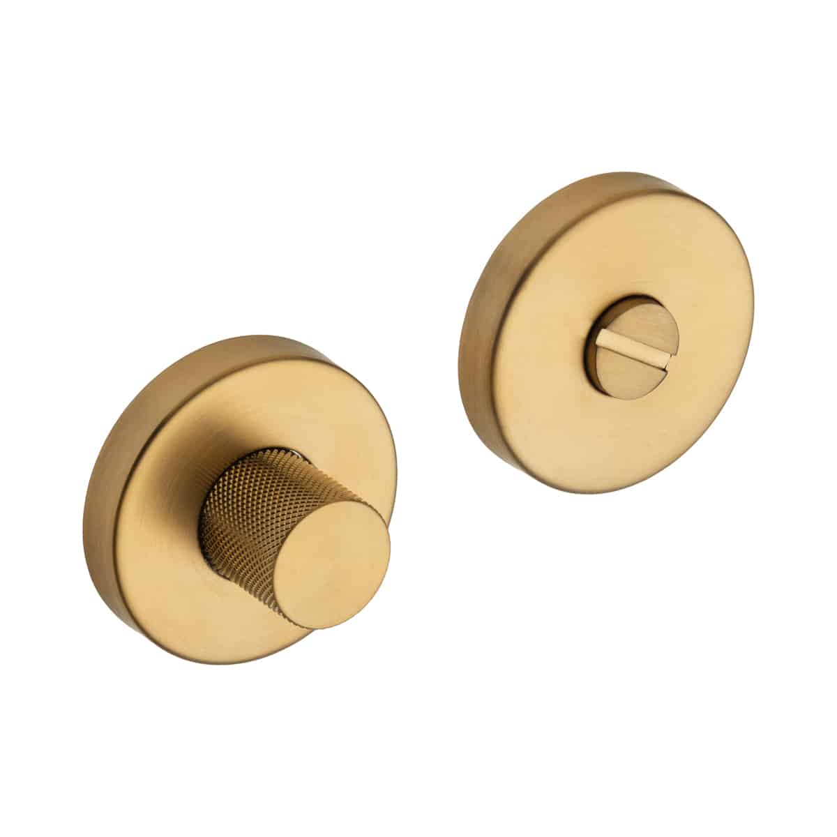 PRIVACY SET  KNURLED  ROUND SATIN BRASS