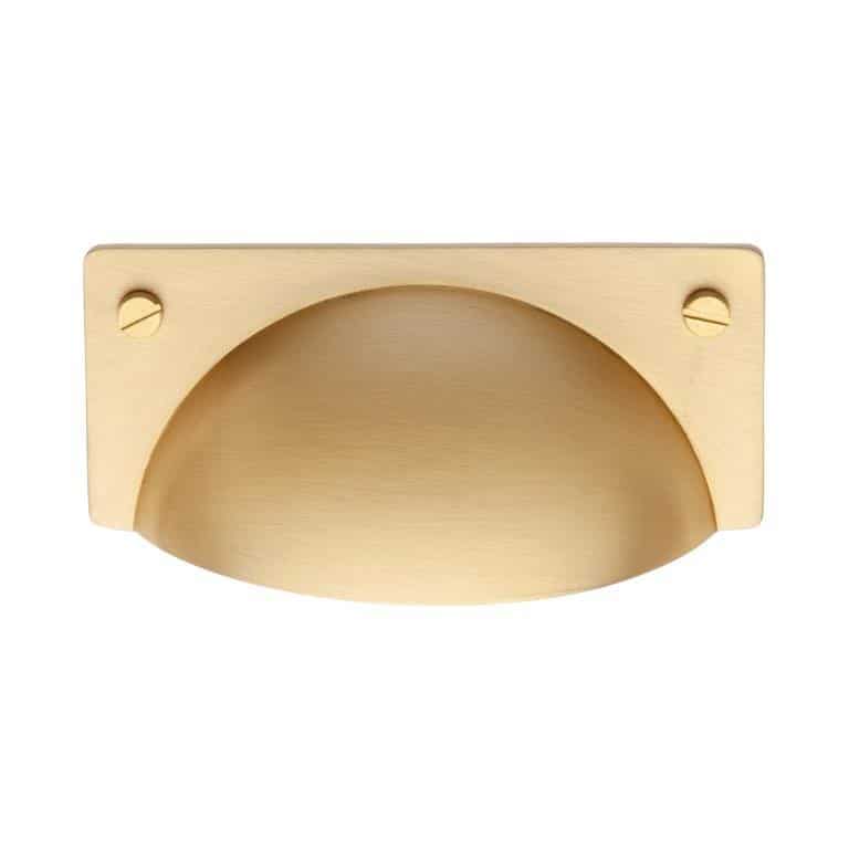 Square Cup Handle Satin Brass 96mm