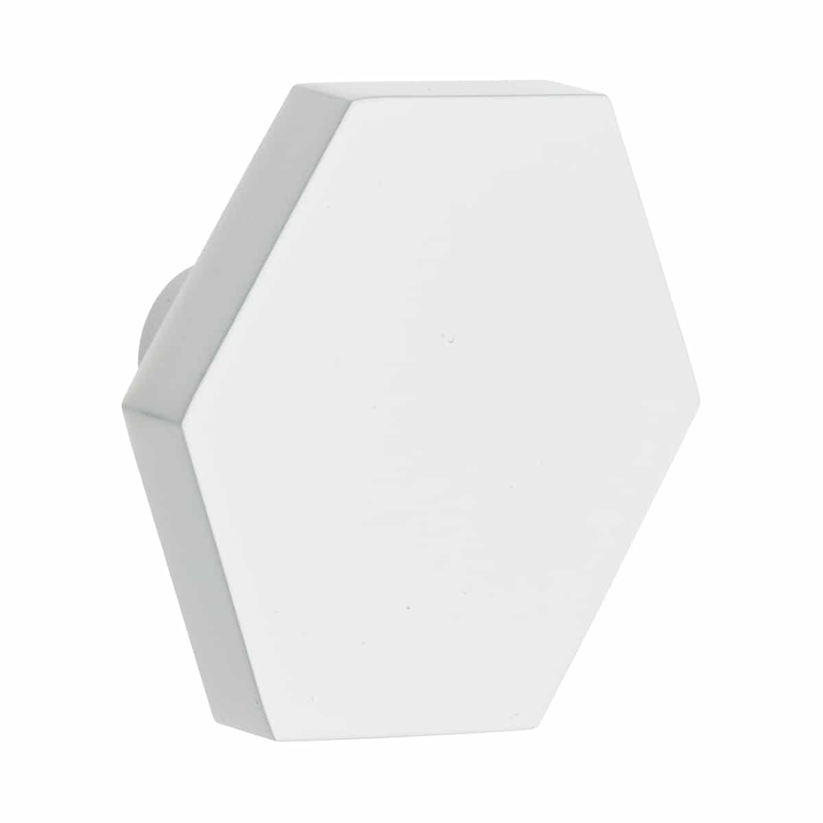 Flat Hexagonal White Knob 35x20mm