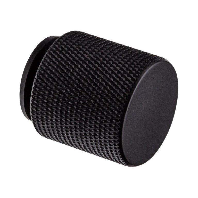 Solid Brass Knurled Knob With Base Black Finish