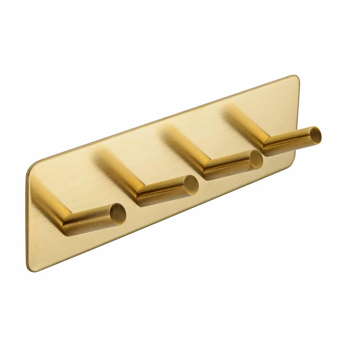 Modern Self Adhesive Quad Hook Satin Brass