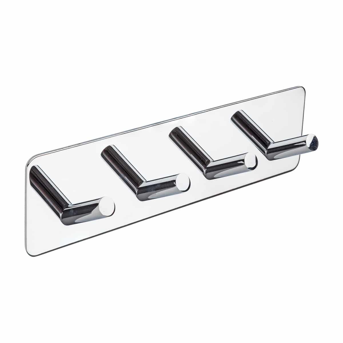 Modern Self Adhesive Quad Hook Polished Stainless Steel