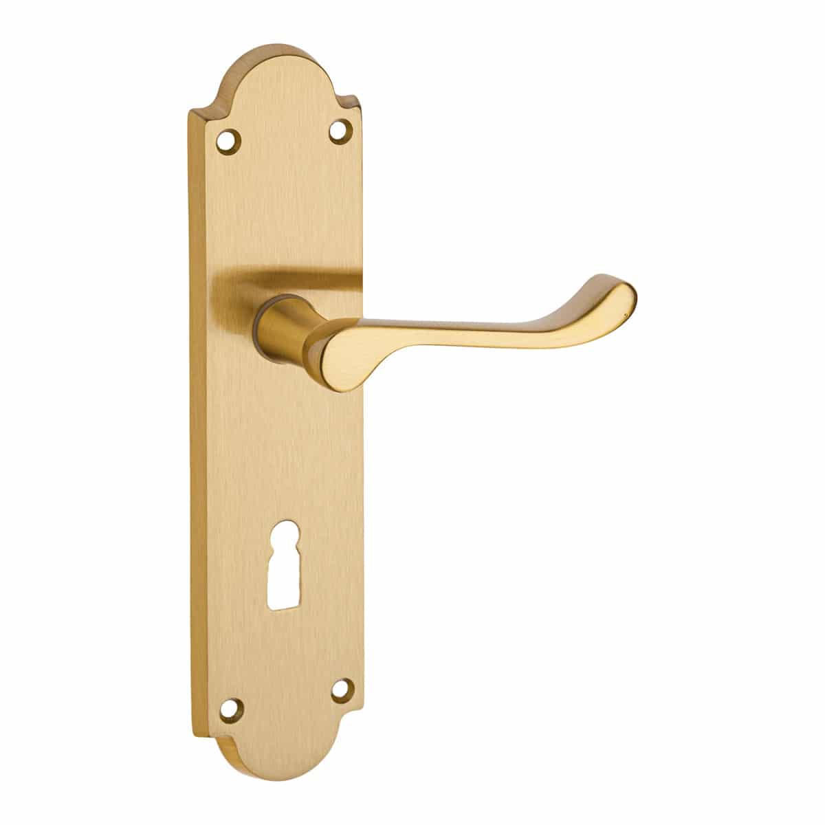 Scroll Lever On Gable Plate Satin Brass
