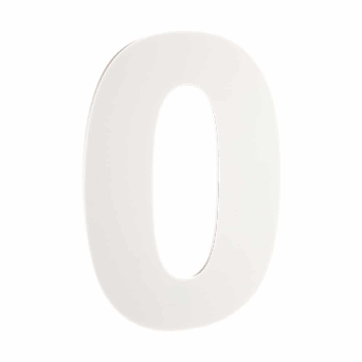 NUMBER 0 white PERSPEX 70MM