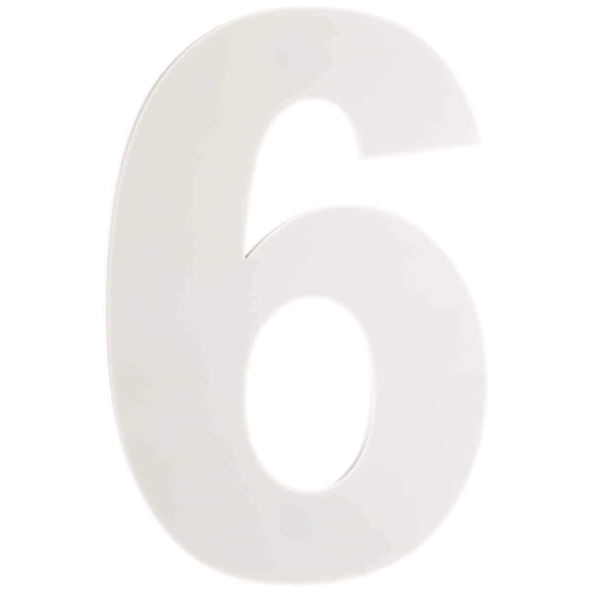 Number 6/9 White Perspex 180mm