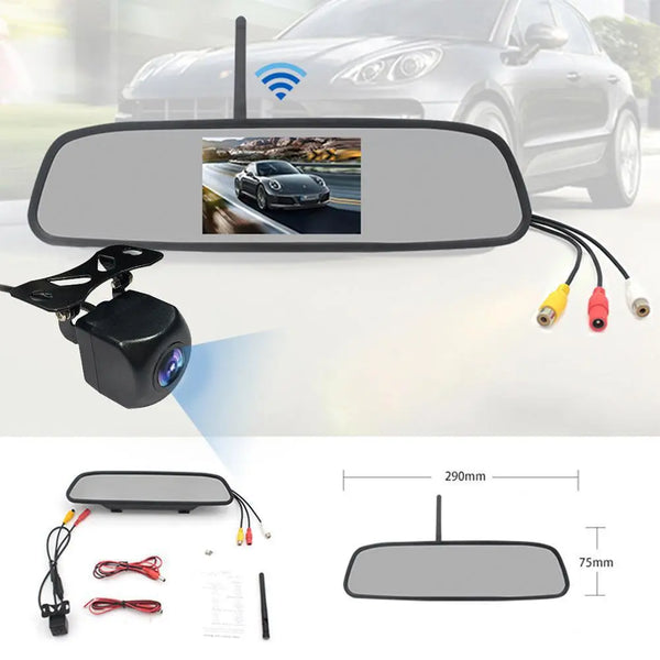 Rearview Mirror Camera Dvr 4.3-inch Rear View Mirror + Reversing Camera Wireless Car Reversing Camera Automobile Video Recorder 1