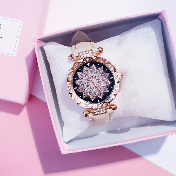 Women Starry Sky Watch Luxury Rose Gold Diamond Watches Ladies Casual Leather Band Quartz Wristwatch Female Clock zegarek damski 10