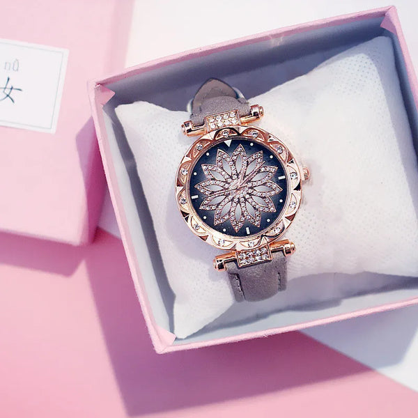 Women Starry Sky Watch Luxury Rose Gold Diamond Watches Ladies Casual Leather Band Quartz Wristwatch Female Clock zegarek damski 11