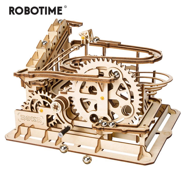 Robotime Rokr 4 Kinds Marble Run DIY Waterwheel Wooden Model Building Block Kits Assembly Toy Gift for Children Adult Dropship 0