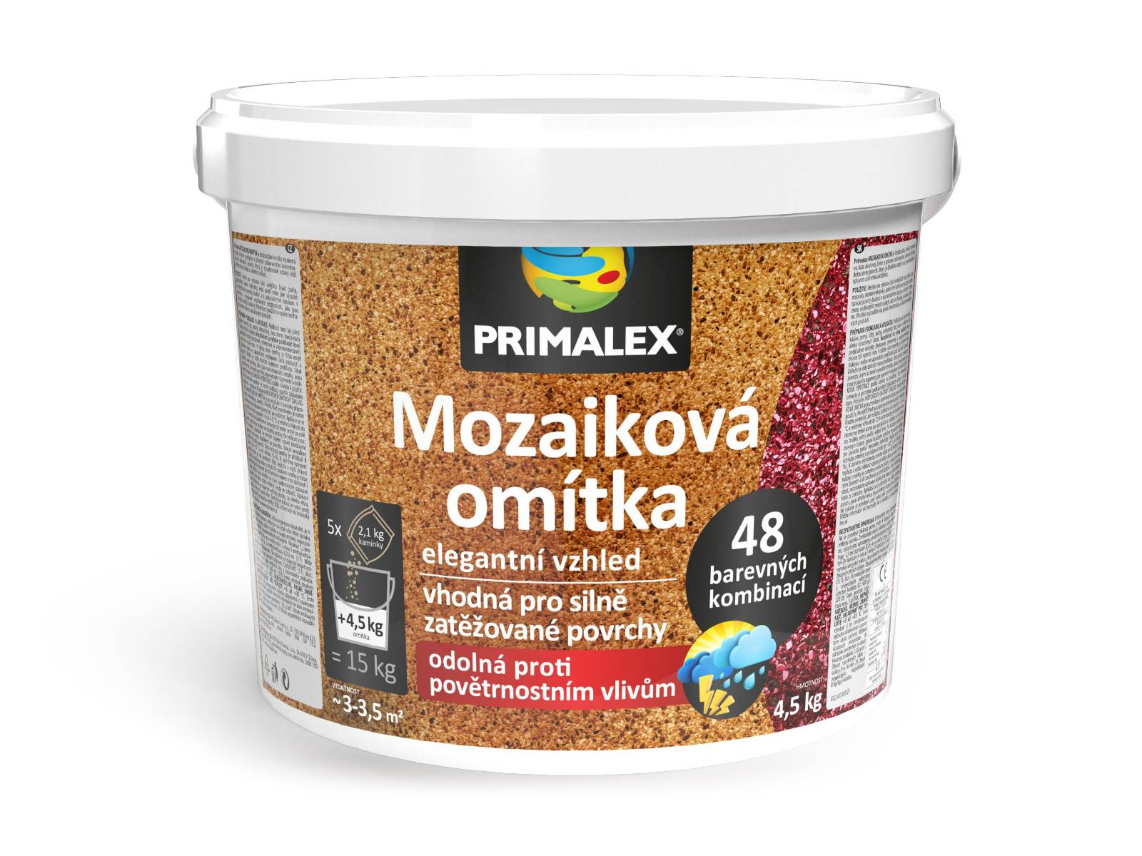 PRIMALEX Mozaiková omietka 15 kg (4.5 kg spojivo + 5 x 2.1 kg kameniva) mix farieb C+C+F+A+A