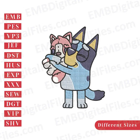 Bluey huge baby sister machine embroidery files, PES, DST, Instant download
