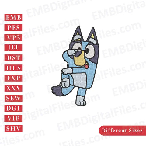 Dancing Bluey heeler machine embroidery files, PES, DST, Instant download