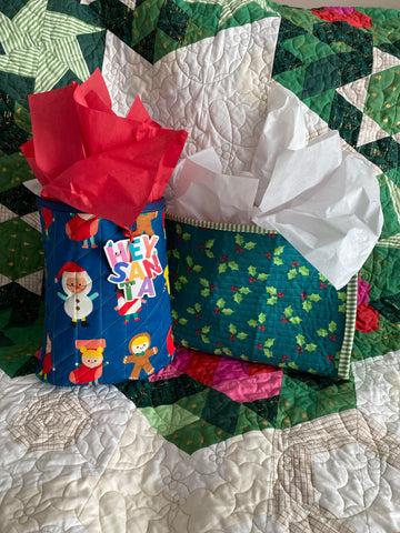 Quilted gift bags for Christmas