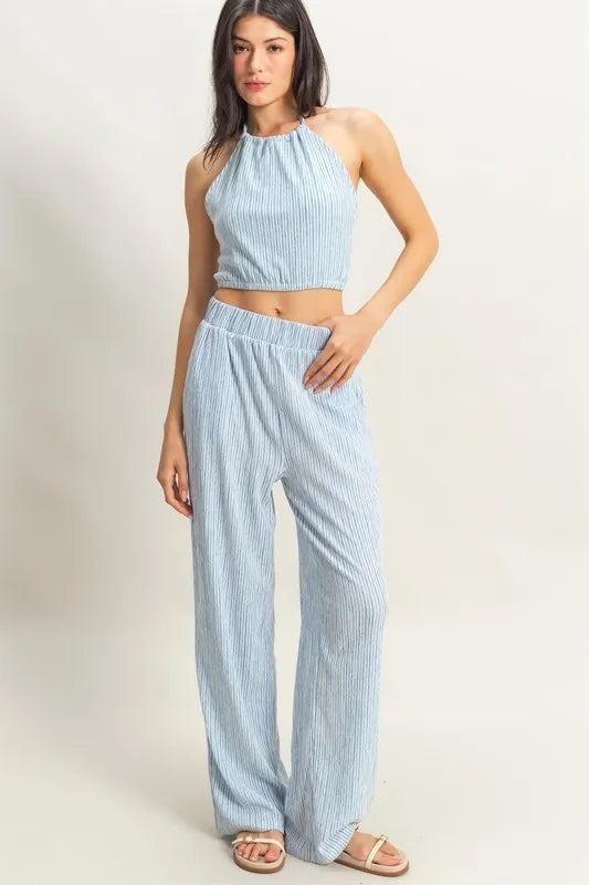 HYFVE Striped Halter Neck Top and Pants Set