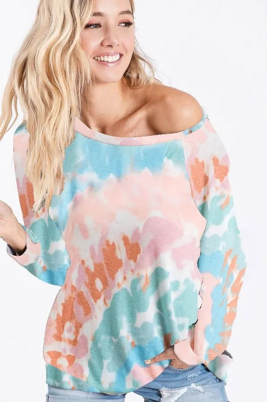BiBi Tie Dye Print Knit Top