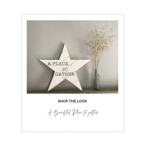 A Place to Gather - White Wood Star Typography Wal Art - Wood Be Loved
