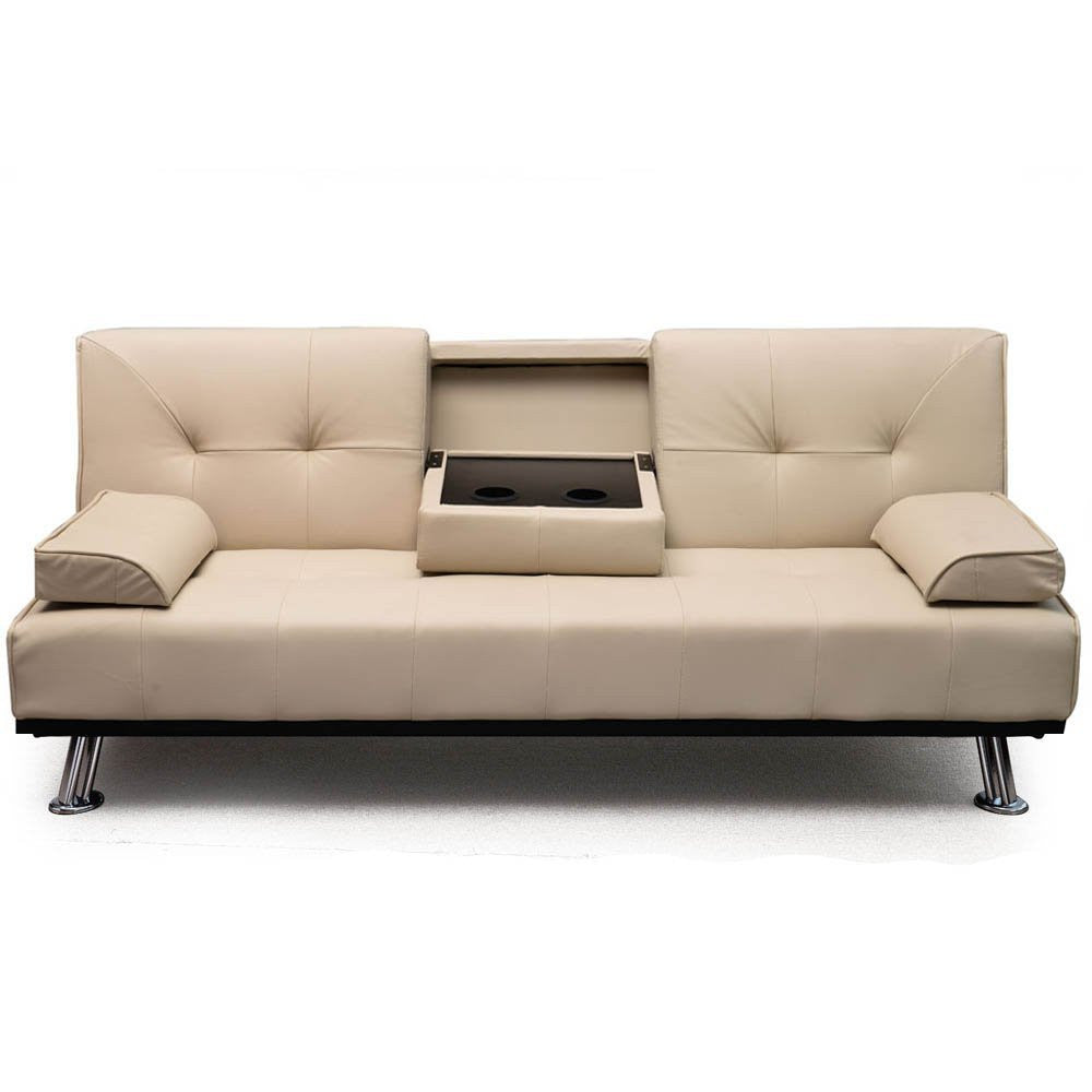 New Modern Cheap Faux Leather 3 Seater Sofa Bed Fold Down Coffee