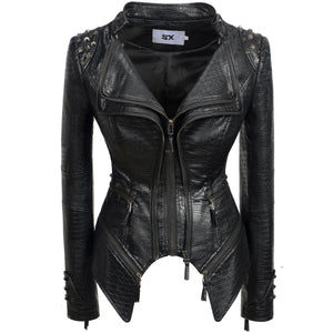 Studded Crocodile Rivet Leather Jacket - Unapologetic Rebels