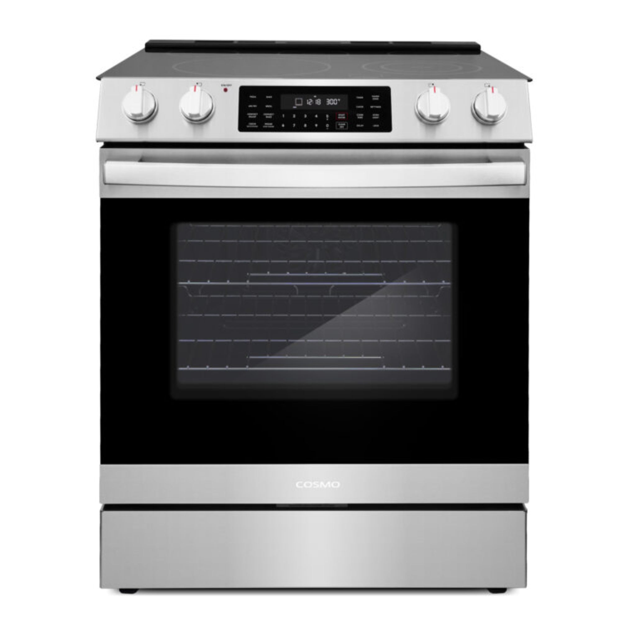 Cosmo 30 in. 6.3 cu. ft. Commercial Style Electric Range with 5 Burner Glass Cooktop and Self Clean Air Fry Oven in Stainless Steel COS-ERC305WKTD