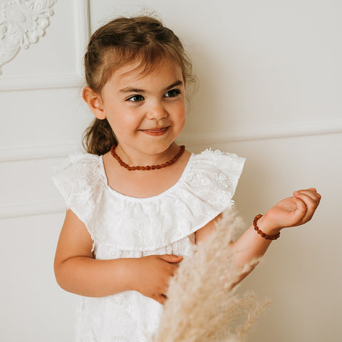 Polished natural amber teething necklace