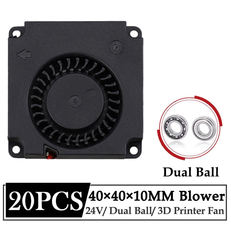 20Pcs/Lot Gdstime 40x10mm 3D Printer Fan DC 24V Dual Ball Brushless Turbo Blower Fan 4010 40mm Printer Accessories Radiator Fan