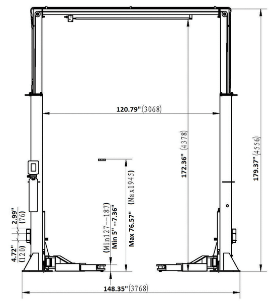 2 post lift for cars TP15KCX Tuxedo