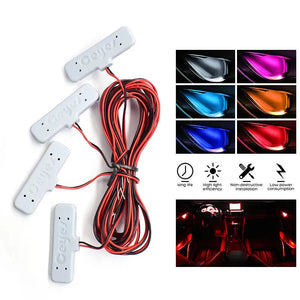 12V Auto Interior Light Car Door Bowl Decoration Light Atmosphere Welcome Lamp 4 Pcs Universal Low Power Colorful LED Strip - Dehillam
