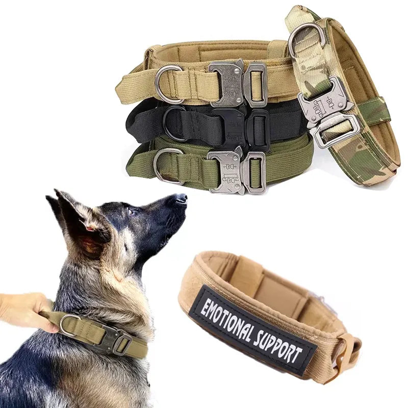 Tactical Police Dog Collar Adjustable Durable Nylon Military German Shepard For Medium Large Walking Training