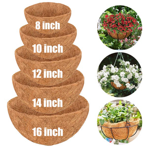 100% Natural Coconut Fiber Liners Thick Coconut Liners for Planters Round Hanging Basket Liners Replacement Liners for Garden - Dehillam - Hanging Planter Liner