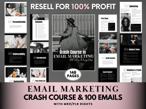 Crash Course In Email Marketing -100 Emails and Titles With Mrr/Plr