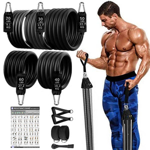 250lb Resistance Bands Set Fitness Workout Gym - fitnessadventuresunlimited