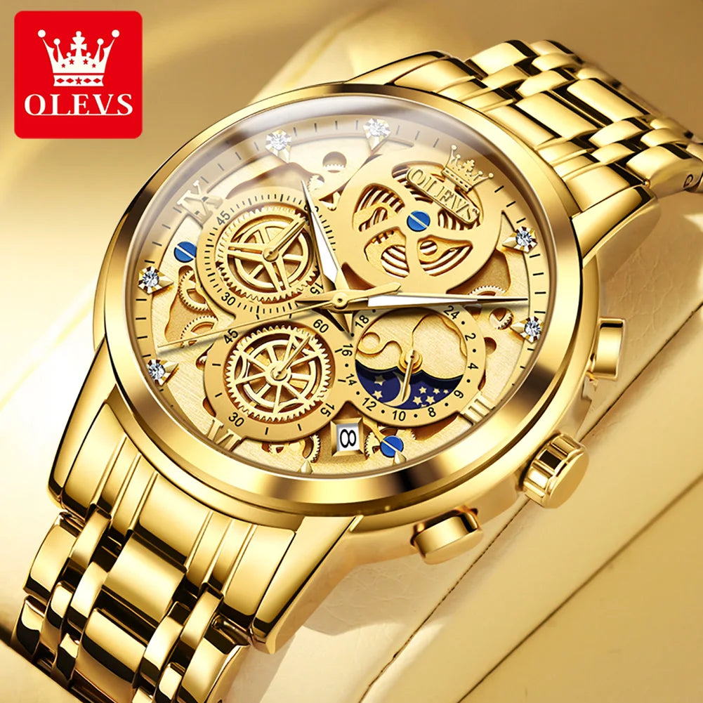 "OLEVS Luxury Men's Watch - Original Brand, High-Grade Fashion Quartz, New Concept Design, Stainless Steel Strap Wristwatch"