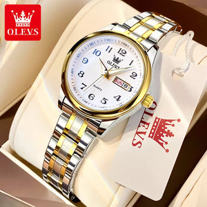 "OLEVS Women's Wristwatch 2022 - Original Luxury, Waterproof Stainless Steel, Quartz, Gold, Trendy Design for Ladies" - www.eco-glitz.com