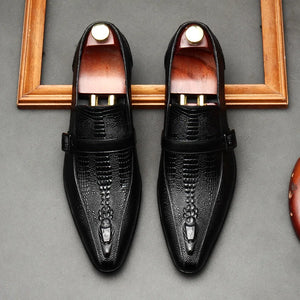 Classic Men's Penny Loafers, Genuine Leather in Black and Brown, Crocodile Pattern Dress Shoes, Casual Leather Shoes - www.eco-glitz.com