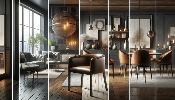 Leather dining chairs in different settings