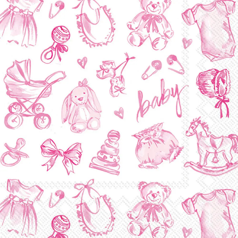 Baby Pink Toile Cocktail Napkins