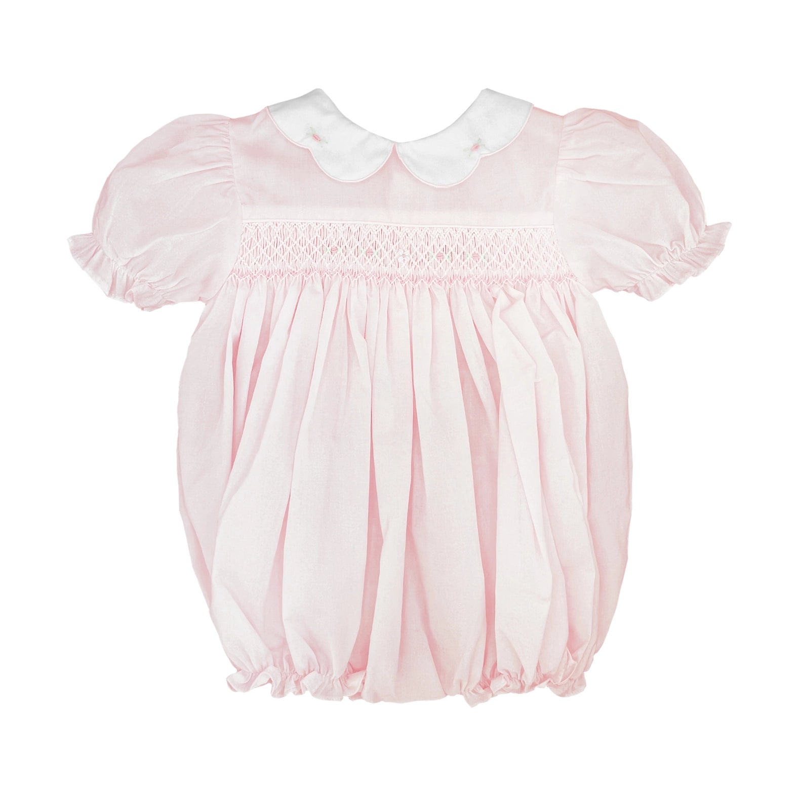 Pink Hand Embroidered Smocked Bubble