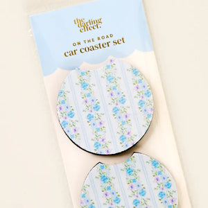 Petal Parade Blue Car Coaster Set - Ultra Violet