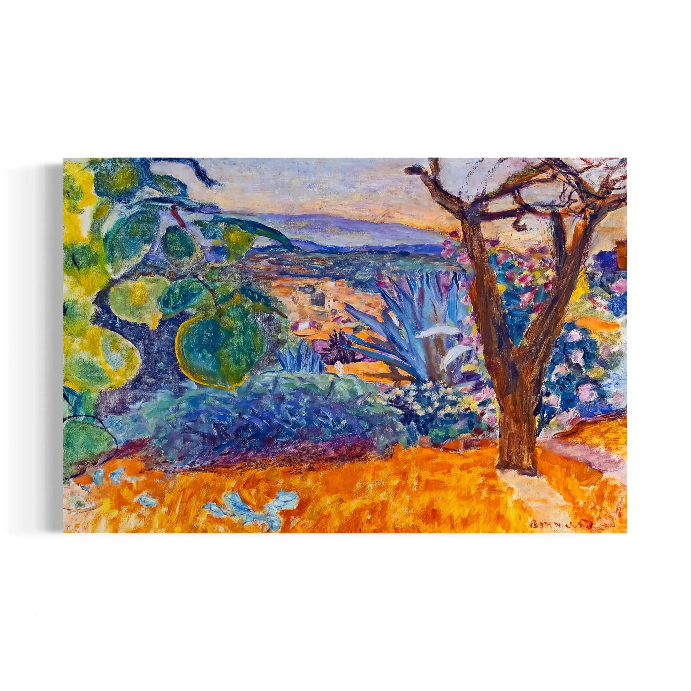 a painting of a tree in a field