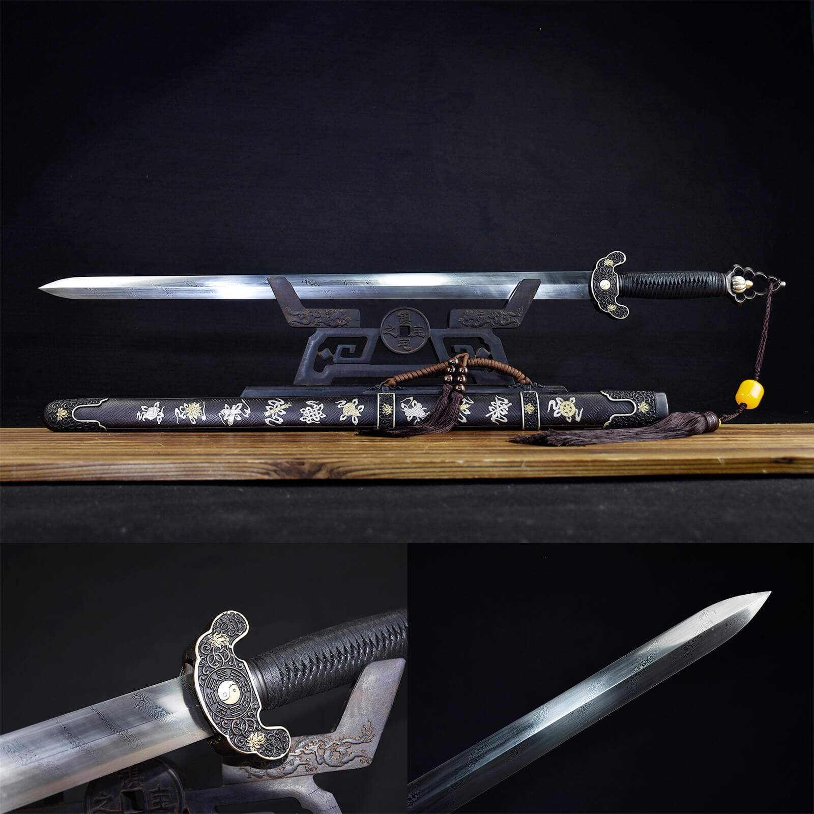 Handmade Chinese Traditional Sword Pattern Steel Eight Immortal Sword HGC13