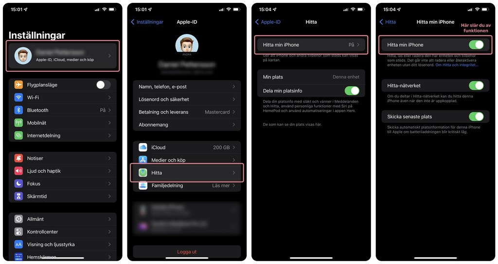 Step by step how to turn off find my iPhone feature