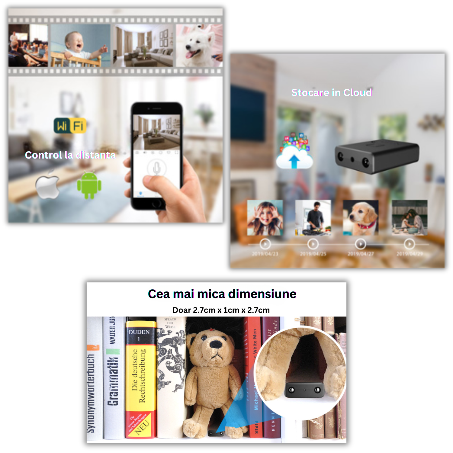 Mini camera ascunsa WiFi, 4K, night vision, senzor de miscare - 3 | YEO