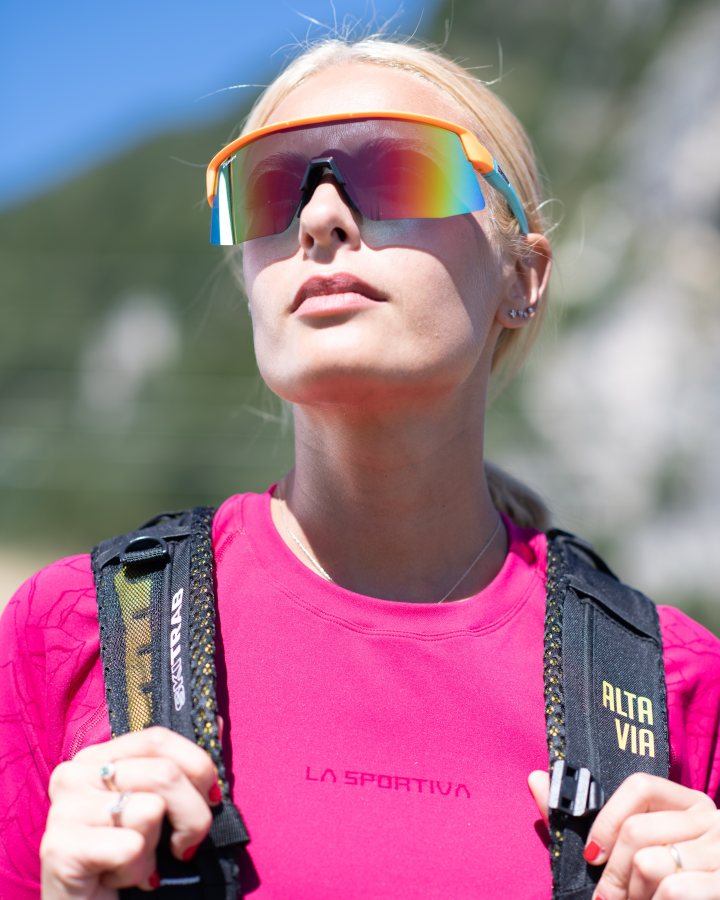 Occhiale da donna per alpinismo modello ROUBAIX colore arancio fluo 