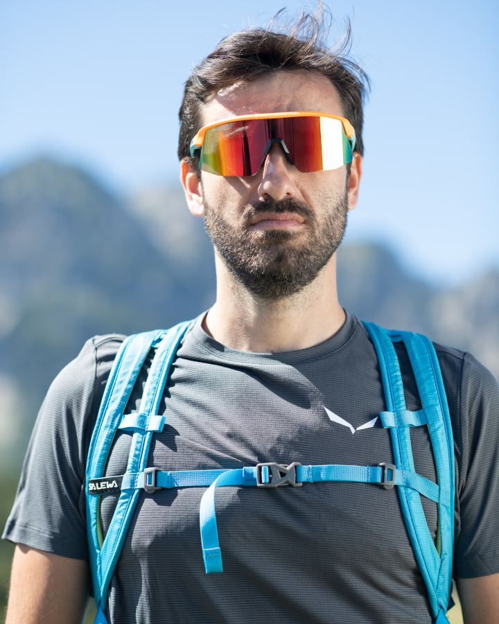 Occhiale da alpinismo uomo arancio fluo a mascherina modello ROUBAIX